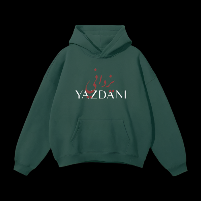 YAZDANI Script Oversized Solid Color Fleece Hoodie