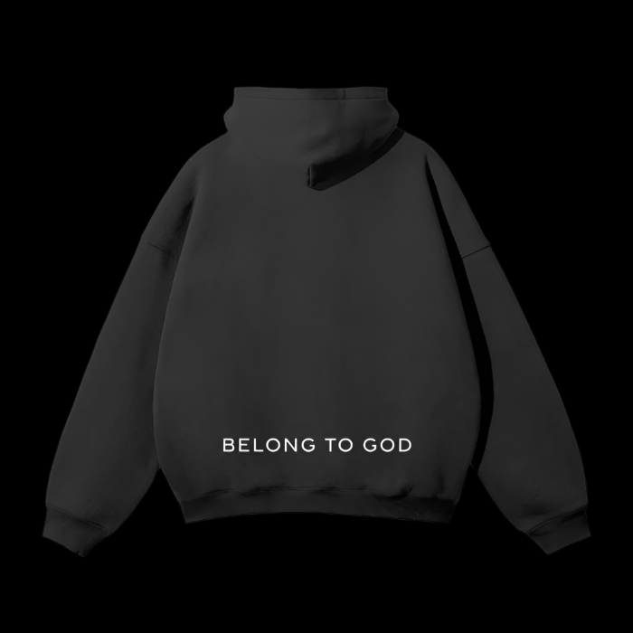 YAZDANI Script Oversized Solid Color Fleece Hoodie