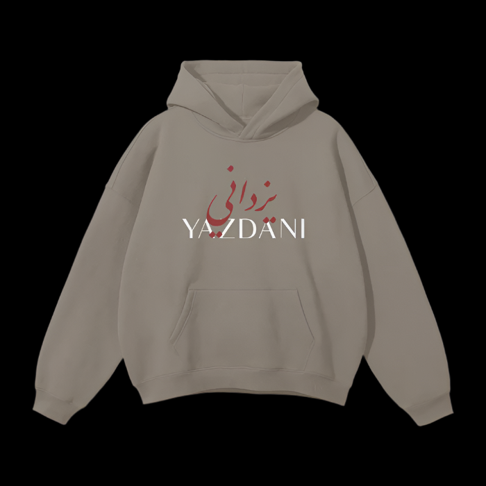 YAZDANI Script Oversized Solid Color Fleece Hoodie
