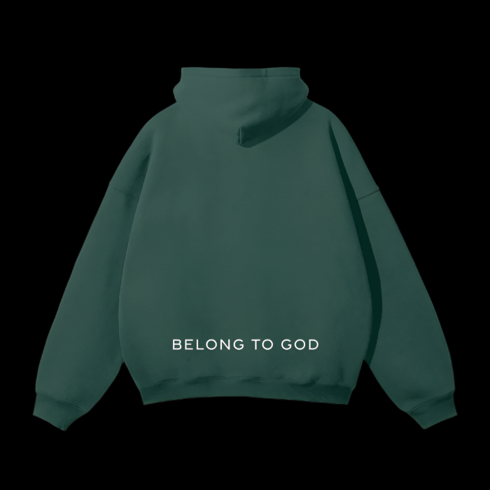 YAZDANI Script Oversized Solid Color Fleece Hoodie