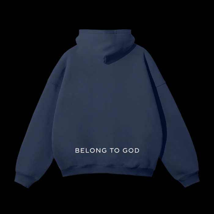 YAZDANI Script Oversized Solid Color Fleece Hoodie